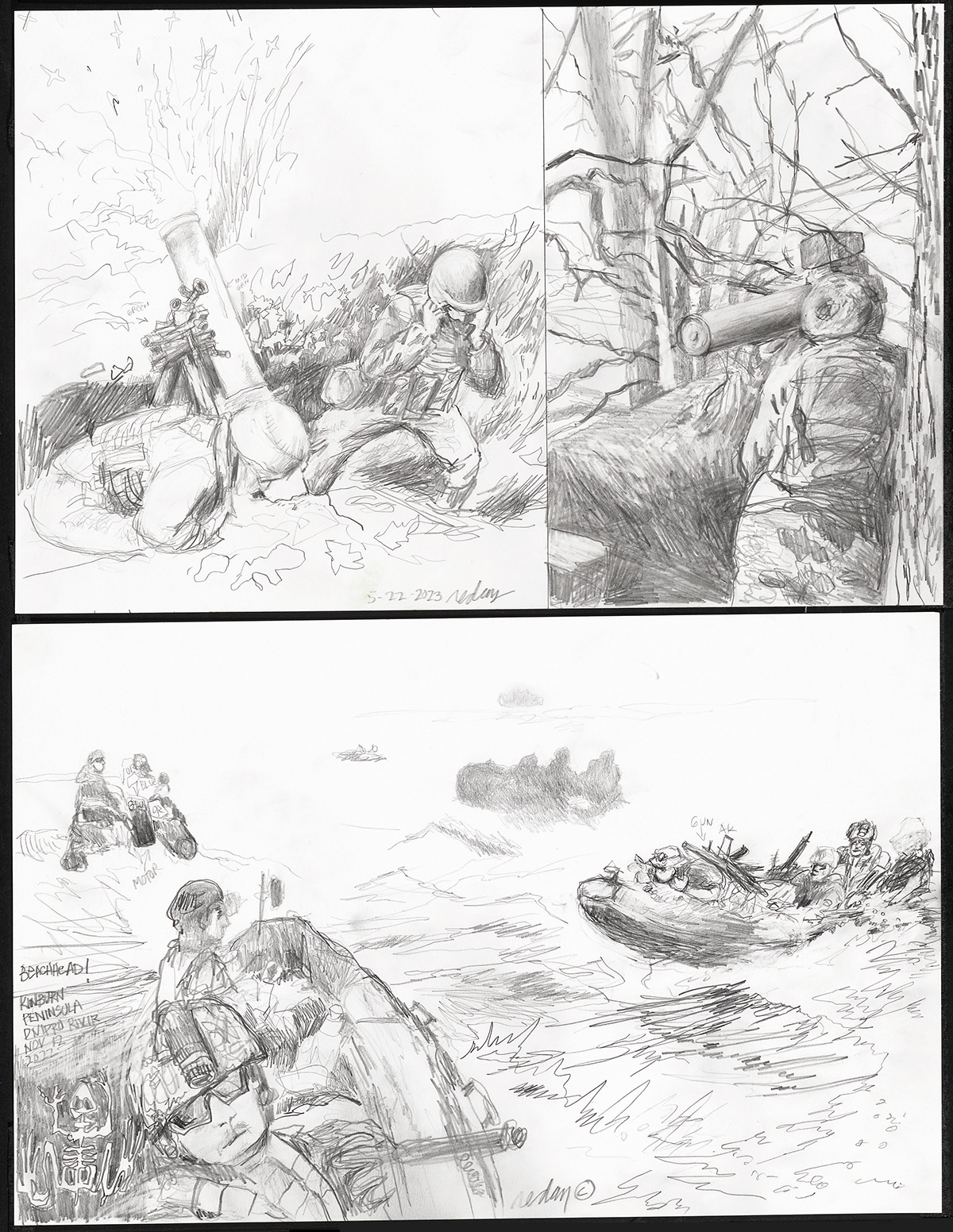 War Drawings - Black & White